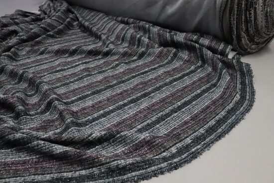 876-BAWEŁNIANA DZIANINA BŁYSK FIOLETOWE PASY 