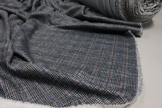 871-BAWEŁNIANA DZIANINA SZARA KRATA SREBRNA NITKA 