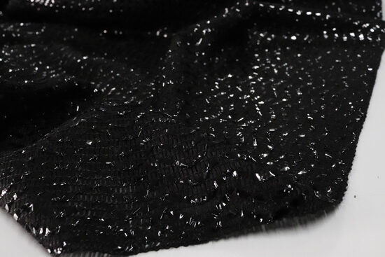 2442-Czarna Tkanina Ozdobna "Gwiezdny Pył"