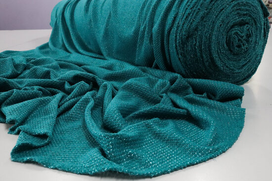 2448-MORSKI SWETER ZE SREBRNĄ NITKĄ