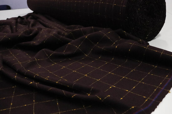 2451- BRĄZ WEŁNA W MUSZTARDOWĄ KRATĘ 